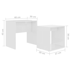 Set măsuțe de cafea, alb extralucios, 48x30x45 cm, PAL - Img 5