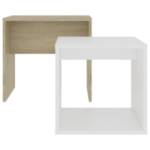 Set măsuțe de cafea, alb și stejar Sonoma, 48x30x45 cm, PAL - Img 4