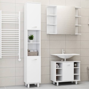 Set mobilier baie, 3 piese, alb, PAL