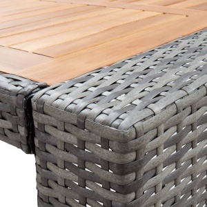 Set mobilier bar exterior, 5 piese, gri, poliratan, lemn acacia - Img 5