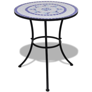 Set mobilier bistro, 3 piese, albastru/alb, plăci ceramice - Img 2