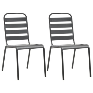 Set mobilier bistro, 3 piese, gri inchis, oțel - Img 8