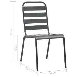 Set mobilier bistro, 3 piese, gri inchis, oțel - Img 11