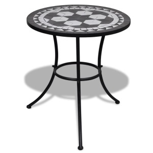 Set mobilier bistro, 3 piese, negru/alb, plăci ceramice - Img 6
