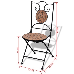 Set mobilier bistro, 3 piese, roșu teracotă, plăci ceramice - Img 11