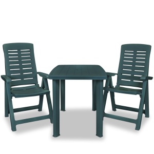 Set mobilier bistro, 3 piese, verde, plastic