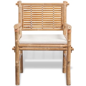 Set mobilier bistro cu perne, 3 piese, bambus - Img 4