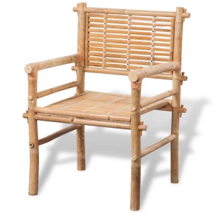 Set mobilier bistro cu perne, 3 piese, bambus - Img 6