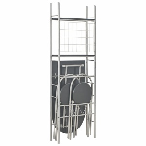 Set mobilier bucătărie cu depozitare 3 piese negru, MDF și oțel - Img 2