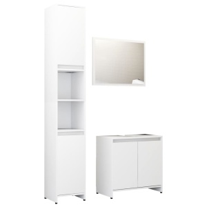 Set mobilier de baie, 3 piese, alb, PAL - Img 2
