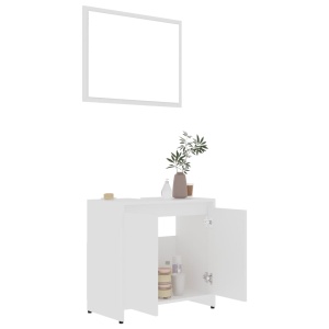Set mobilier de baie, 3 piese, alb, PAL - Img 5