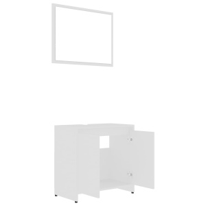 Set mobilier de baie, 3 piese, alb, PAL - Img 10