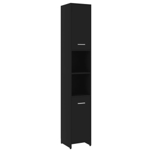 Set mobilier de baie, 3 piese, negru, PAL - Img 11