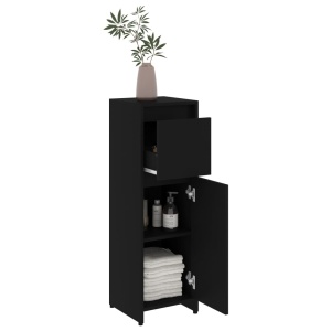 Set mobilier de baie, 4 piese, negru, PAL - Img 7