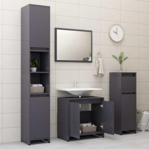 Set mobilier de baie, gri extralucios, PAL - Img 8