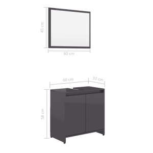 Set mobilier de baie, gri extralucios, PAL - Img 10