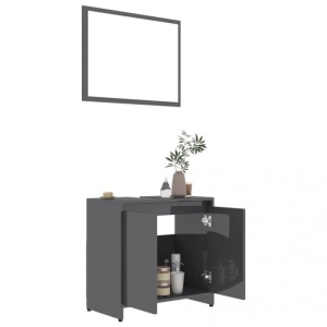 Set mobilier de baie, gri, PAL - Img 3