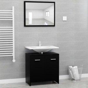 Set mobilier de baie, negru, PAL
