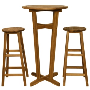 Set mobilier de bar, 3 piese, lemn masiv de salcâm - Img 2