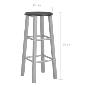 Set mobilier de bar, 3 piese, negru, lemn și oțel - Img 10