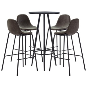 Set mobilier de bar, 5 piese, gri inchis, material textil