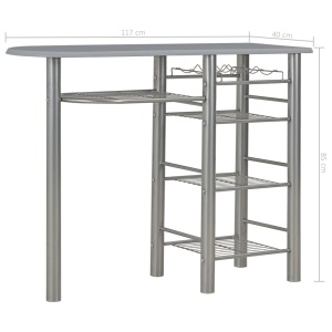Set mobilier de bar, cu rafturi, 3 piese, gri, lemn și oțel - Img 10