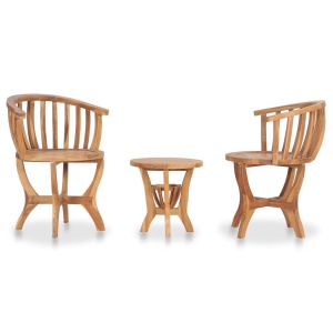 Set mobilier de bistro, 3 piese, lemn masiv de tec - Img 3