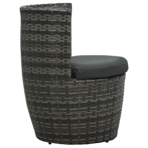 Set mobilier de bistro cu perne, 3 piese, gri, poliratan - Img 7