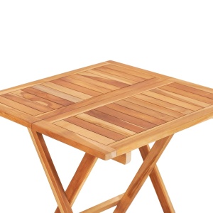 Set mobilier de bistro pliabil, 3 piese, lemn masiv de tec - Img 10