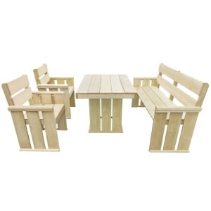 Set mobilier de exterior, 4 piese, lemn de pin tratat