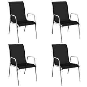 Set mobilier de exterior, 5 piese, negru, oțel - Img 8