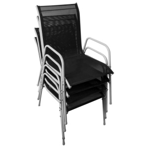 Set mobilier de exterior, 5 piese, negru, oțel - Img 12