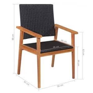 Set mobilier de exterior, 5 piese, negru și maro, poliratan - Img 5