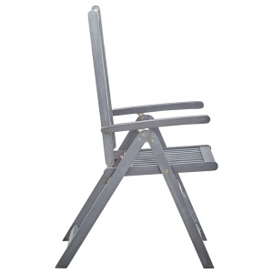 Set mobilier de exterior, 7 piese, gri, lemn masiv de acacia - Img 4
