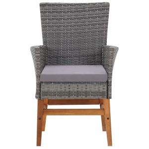 Set mobilier de exterior, 7 piese, gri, poliratan, lemn acacia - Img 6