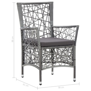Set mobilier de exterior, 7 piese, gri, poliratan - Img 11