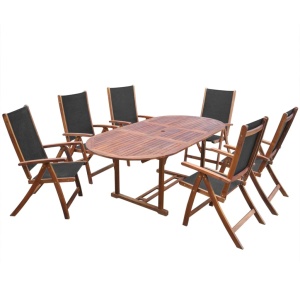 Set mobilier de exterior, 7 piese, lemn masiv de acacia