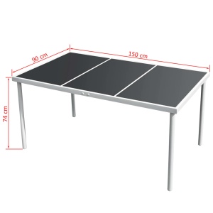 Set mobilier de exterior, 7 piese, negru, oțel - Img 6