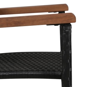 Set mobilier de exterior 7 piese negru, poliratan, lemn acacia - Img 7
