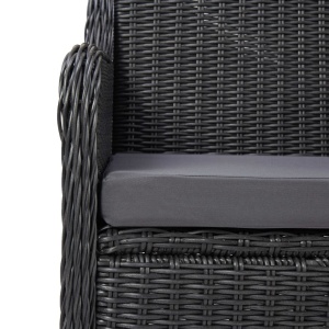Set mobilier de exterior, 7 piese, negru, poliratan - Img 12