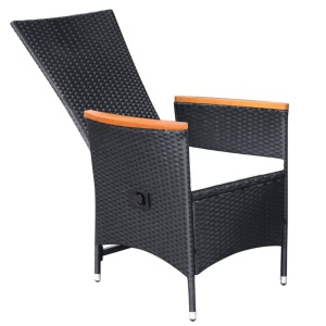 Set mobilier de exterior 9 piese negru poliratan lemn de acacia - Img 12