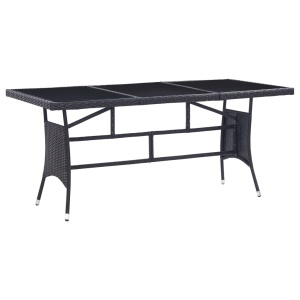 Set mobilier de exterior, 9 piese, negru, poliratan - Img 2