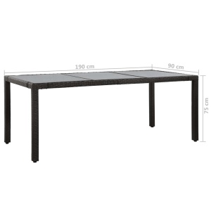 Set mobilier de exterior, 9 piese, negru, poliratan - Img 6