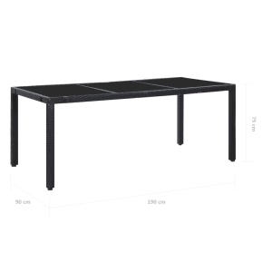 Set mobilier de exterior, 9 piese, negru, poliratan - Img 10