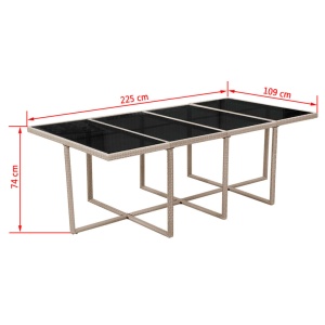 Set mobilier de exterior cu perne, 13 piese, bej, poliratan - Img 10