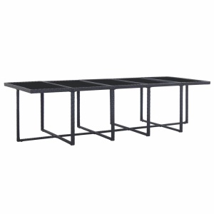Set mobilier de exterior cu perne, 15 piese, negru, poliratan - Img 8
