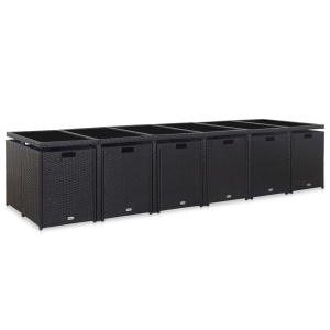 Set mobilier de exterior cu perne, 17 piese, negru, poliratan - Img 9