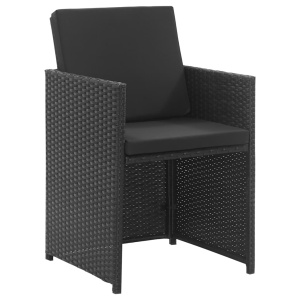 Set mobilier de exterior cu perne, 3 piese, negru, poliratan - Img 8