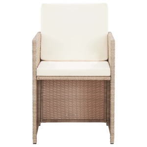 Set mobilier de exterior cu perne, 5 piese, bej, poliratan - Img 7