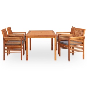 Set mobilier de exterior cu perne 5 piese, lemn masiv de acacia - Img 2